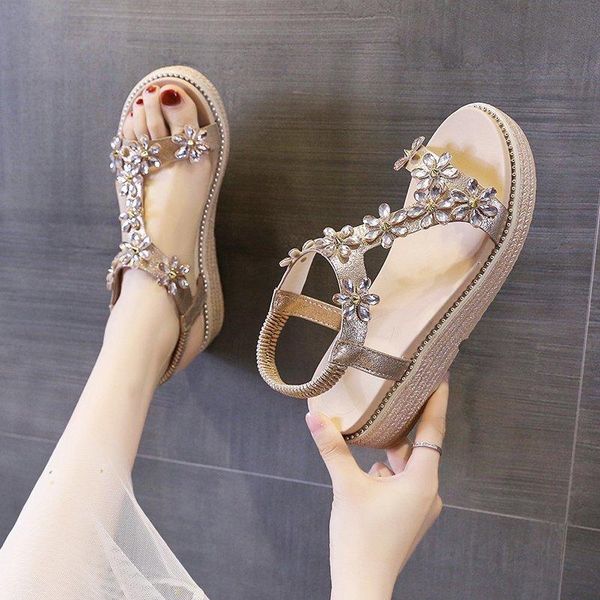 

dress shoes women sandals summer 2021 female womans gladiator platform comfortable crystal wedge sandalias mujer, Black