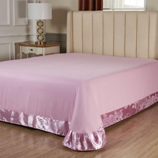 

sheets & sets 2021 solid silk stitching bed sheet mattress cover allergy relief summer bedding 1 pcs 240*250cm for king