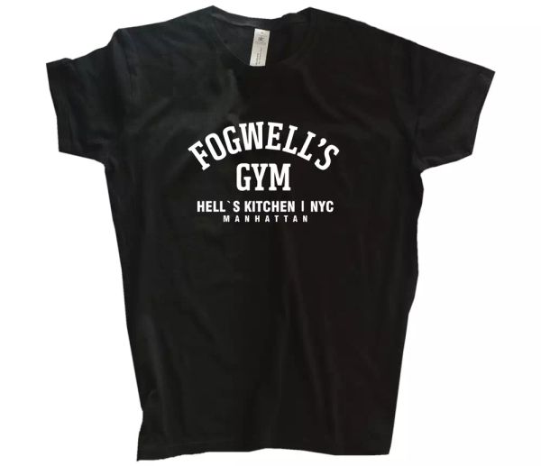 

famous movie fogwells gym nyc logo movie series fan t-shirt s-3xl, White;black