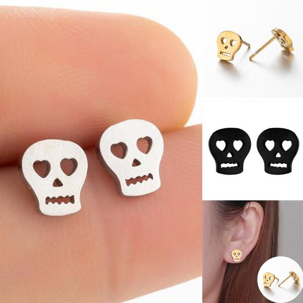 

stud halloween studs earrings personality trend stainless steel european and american strange jewelry a264, Golden;silver
