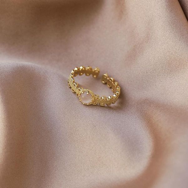 

cluster rings 2021 korean acrylic trendy round for women cute fashion geometric gold color metal party pendiente, Golden;silver