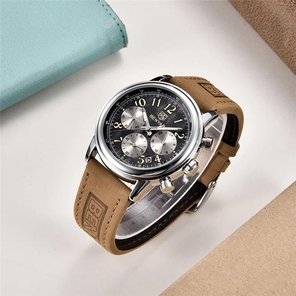 

wristwatches benyar fashion diver watch men waterproof date clock sport watches men's quartz wristwatch relogio masculino, Slivery;brown