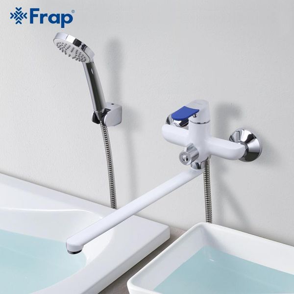 

frap modern style bath faucet wall mounted cold and water mixer tap multi color handle cover choices 35cm long nose f2234 bathroom shower se