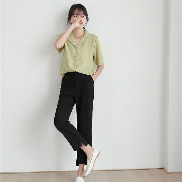 

women's pants & capris alien kitty 2021 summer trousers for women female harem penci casual business high waist elegance straight offic, Black;white