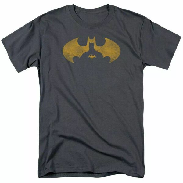 

dc batman bat symbol knockout t shirt mens licensed dc comics tee charcoal, White;black