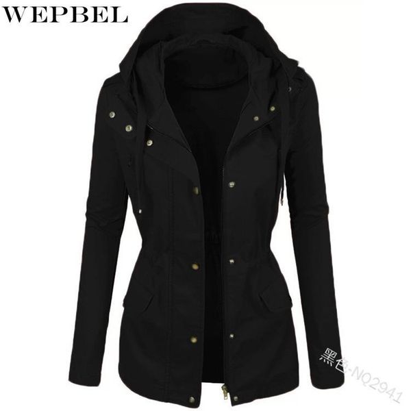 

coat women's casual single-breasted slim jacket spring autumn solid color long sleeve zipper hooded mountaineering jackets, Black;brown