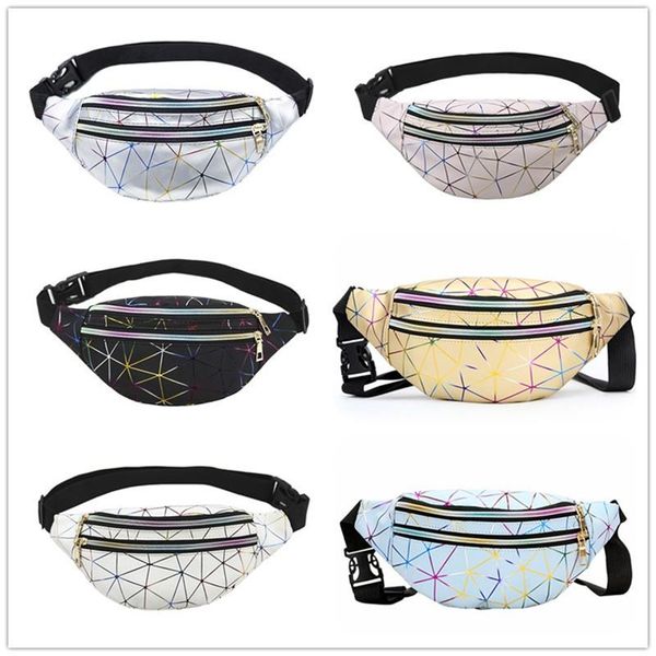 

waist bags 2021 bag pu leather stitching pattern oblique cross personality laser beach chest