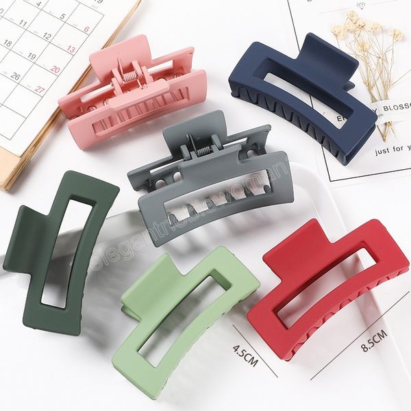 

korean solid large hair claws elegant matte clamps hairpins barrette hair clips headwear for women hair accessories girls, Slivery;golden