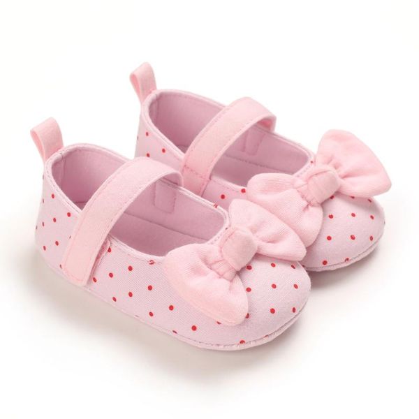 

first walkers 2021 lovely infants cotton cloth shoes baby girls soft sole flat with bow knot princess 0-12m