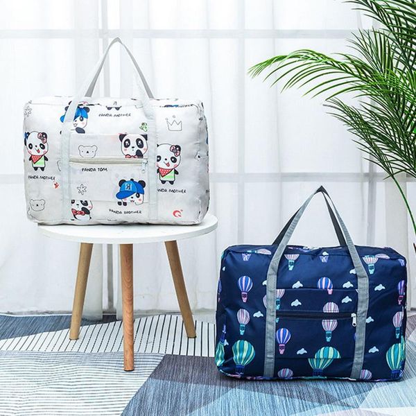 

waterproof nylon cartoon girl travel bags women large capacity folding duffle bag organizer packing cubes luggage duffel