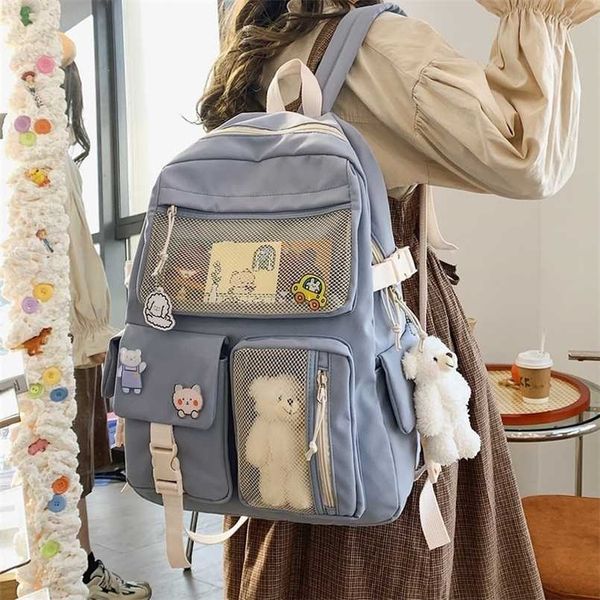 

korean large capacity backpacks women kawaii students preppy ita bag for teenager girls sweet waterproof school travel bags 211026