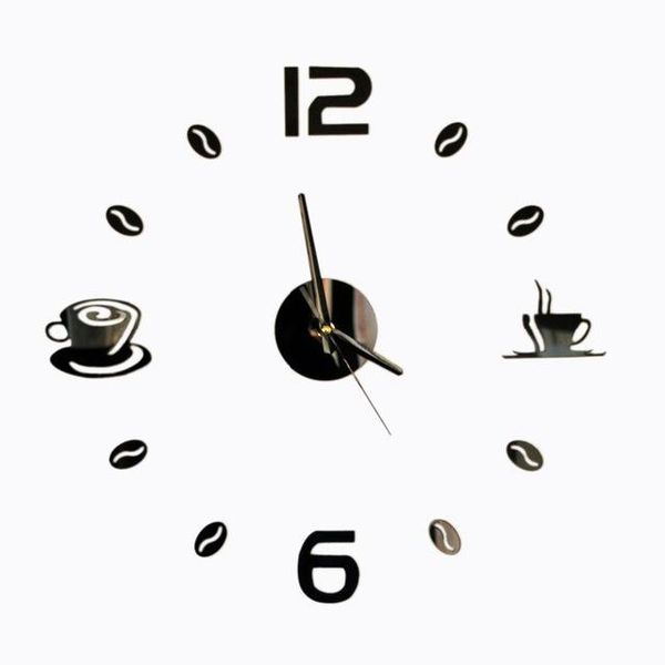 

wall clocks 3d diy large acrylic mirror sticker home decoration clock horloge living room quartz needle