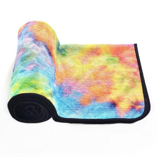 

yoga mats 183x63cm non slip towel soft travel sport fitness exercise pilates mat tie-dye printed blanket