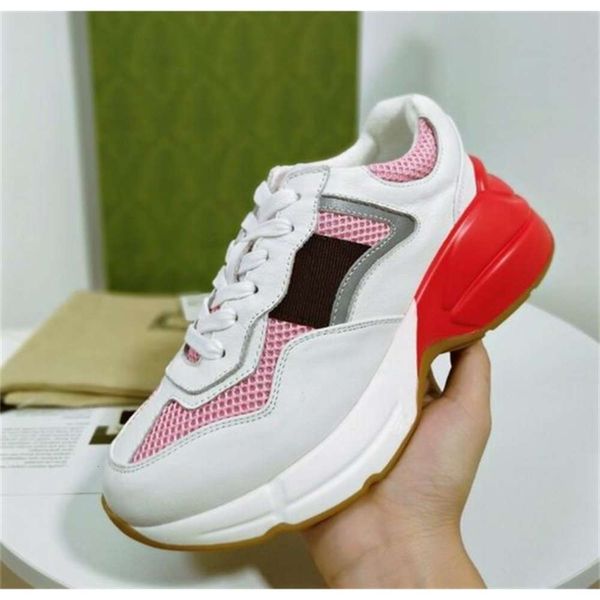 

Casual shoes Khaki 2021 Designer Shoes Rhyton Sneakers Beige Men Trainers Vintage Luxury Chaussures Ladies with Box Size 35-45, Color 7