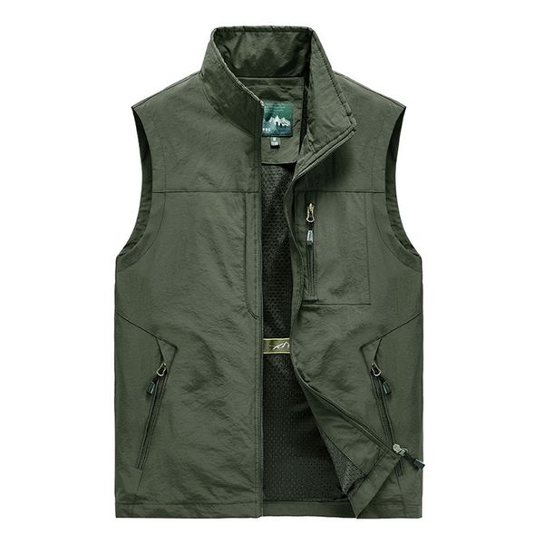 

5xl men multi-pocket classic waistcoat male sleeveless thin spring solid coat work vest pographer tactical summer jacket 211111, Black;white