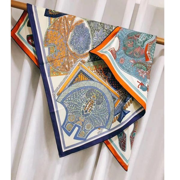 

scarves 2 sides print heavy 100% silk wraps shawl for women head hijab, Blue;gray