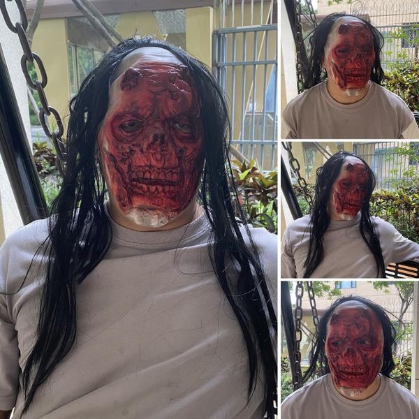 

other event & party supplies 2021 zombie-bad face halloween scary ghost mask creepy black long wig horror helmet