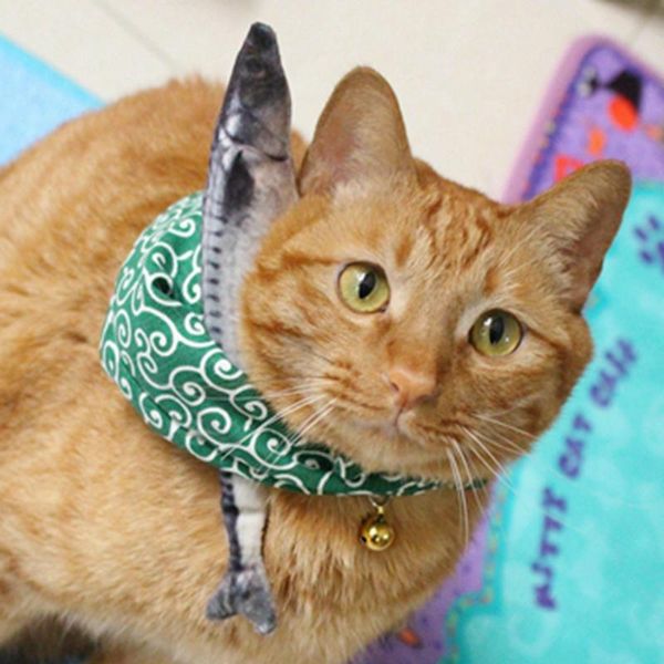 

cat costumes [mpk collars] cute kitten collar with fish, pet costume, 4 colors available