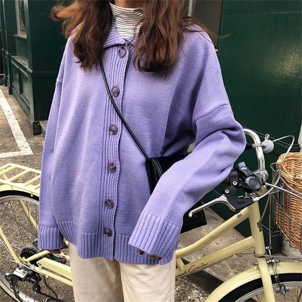 

women's sweaters solid color single-breasted lapel sweater, White;black