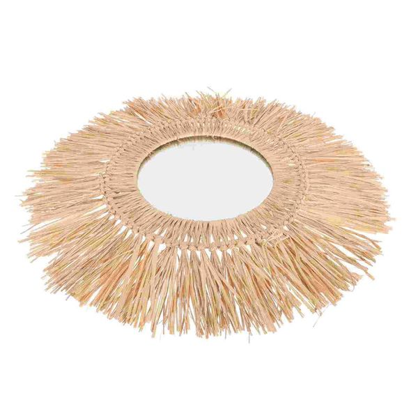 

mirrors 1pc straw braid mirror makeup wall hanging innovative art decoration