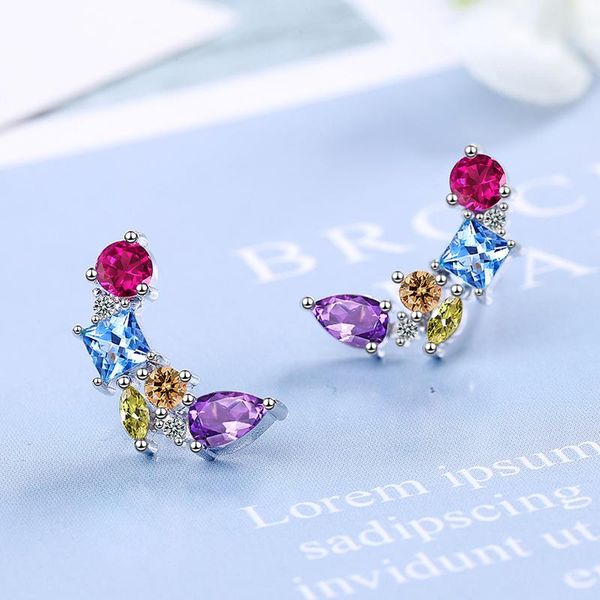 

stud fashion woman earring female jewelry elegant colorful zircon earrings for women kolczyki oorbellen earings, Golden;silver