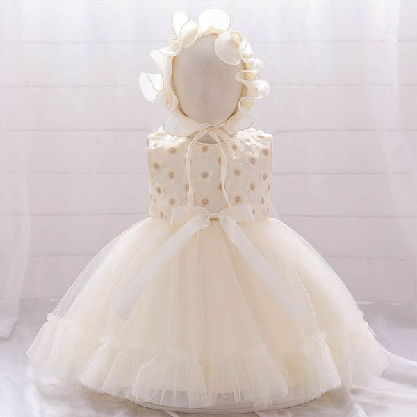 

girls dresses 1st birthday dress for baby girl princess kids clothes lace flower clothing hats 2pcs sets party formal pettiskirt b7252, Red;yellow