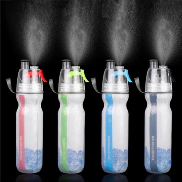 

500ml bicycle water bottle cycling spray riding pe double keep cool outdoor indoor sports plastic bike cup flask bottles & cages