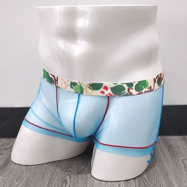 

men's underwear transparent mesh men's personalized pants fashion belt boxer, Black;white