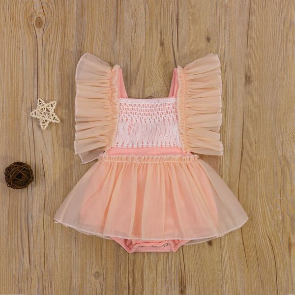 

girl's dresses pudcoco summer jumpsuit splicing elasticity square neck ruffled-sleeve backless bodysuit skirt with tassels toddler baby, Red;yellow