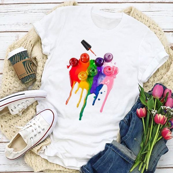 

and women graphic splash make mens up womens 3d fashion finger nail summer t shirt lady clothing clothes tee, White;black