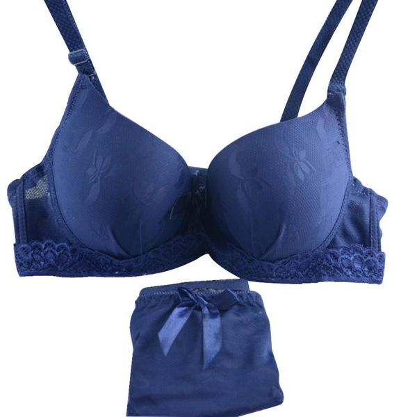 

bras sets bow lace embroidery bra push up women satin print panties cup size b 32 34 36 t8, Red;black