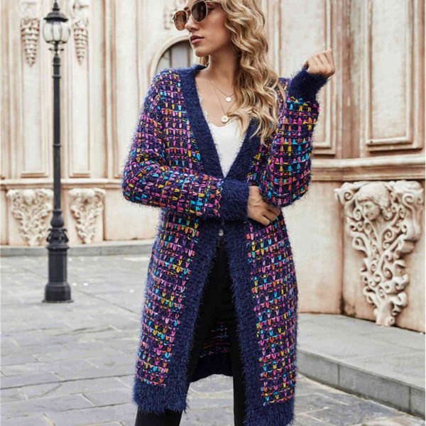 

women's sweaters plaid cardigans women vintage long coat female jacket knitwear winter slim sweater cardigan pockets fashion 6rbd, White;black