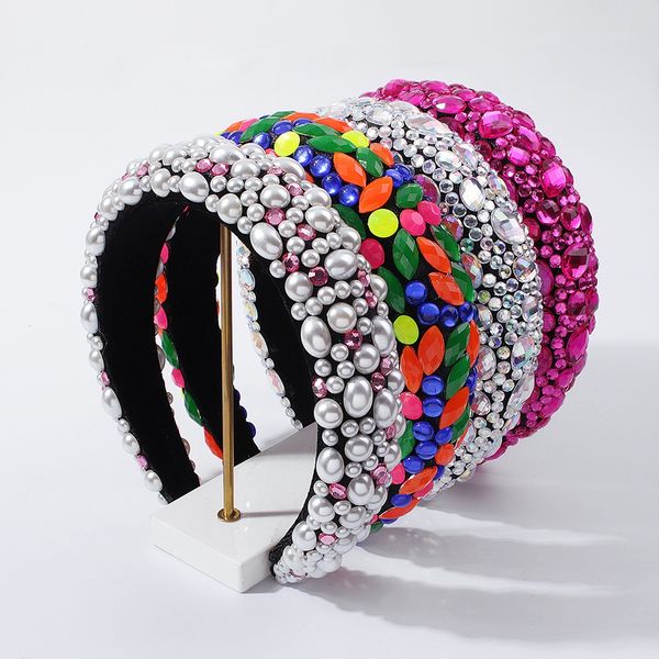 

european and american heavy industry band female baroque style exaggerated resin bright trend color fashion hair accessories, Silver