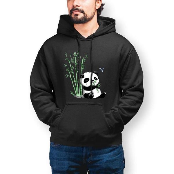

men's hoodies & sweatshirts bamboo panda eating cotton hoodie nice streetwear long pullover mens xxxl warm, Black