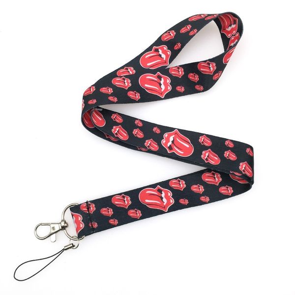 

10pcs red lips neck strap keys id card usb badge holder gym keychain rope lanyard cuello for phones gifts, Silver