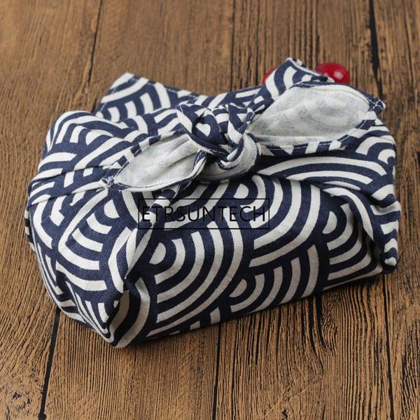 

table cloth japanese style cotton 100% / furoshiki japan classic tradition waves clouds grid printed 100cm many uses
