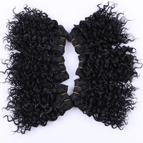 

synthetic hair weave short kinky curly weaving 6 pieces/lot 210 glam hair product for women, Black