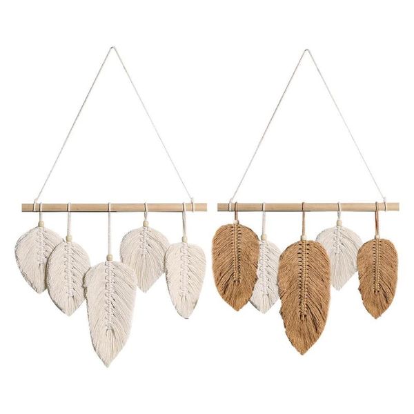 

tapestries macrame wall hanging hand-made feather cotton woven leaves living room headboard door porch hangings boho decor tapestry
