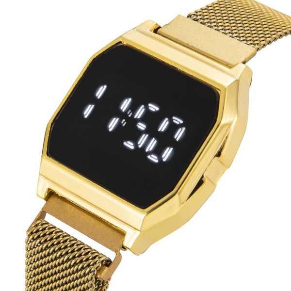 

wristwatches 2021 luxury sport watch for men fashion casual led electronic men's digital watches stainless steel magnetic strap reloj h, Slivery;brown