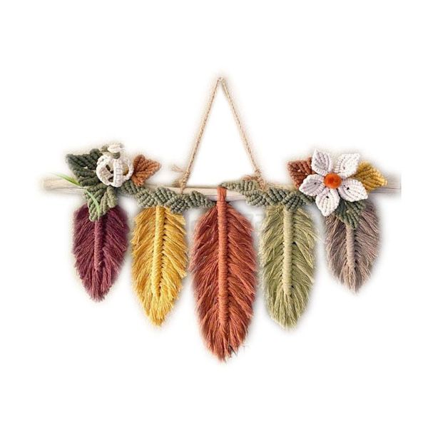 

tapestries woven tapestry children's room sofa home stay background wall decoration feather tassel leaf hanging