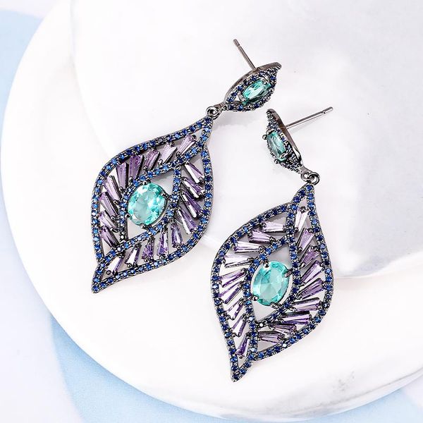 

dangle & chandelier xiumeiyizu beauty eye earring handmade zirconia jewelry product women fashion drop luxury rhodium/gold plating, Silver