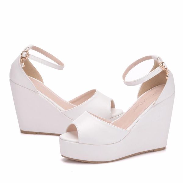 

sandals elegant summer style women wee sandals concise open toe platform high heels ladies casual shoes plus size 32-44, Black