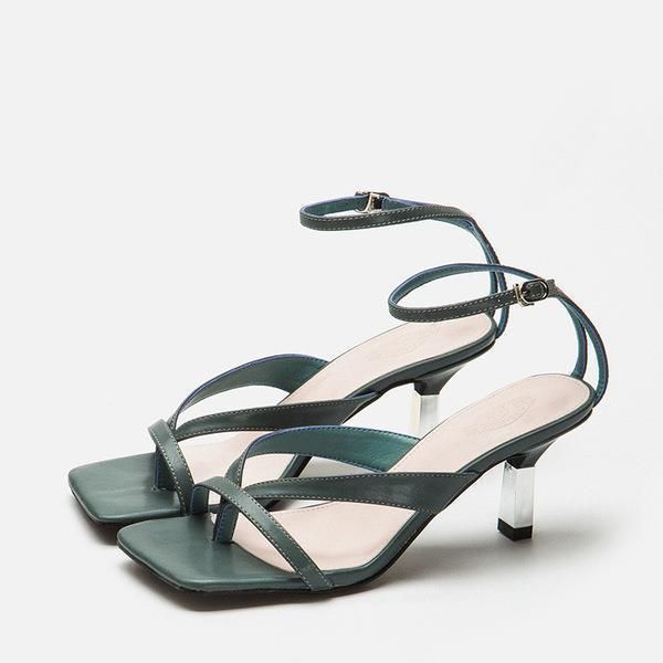 

all-match female sandal high heels buckle strap square toe comfort shoes for women large size flip flops platform 2021 summer gi sandals, Black