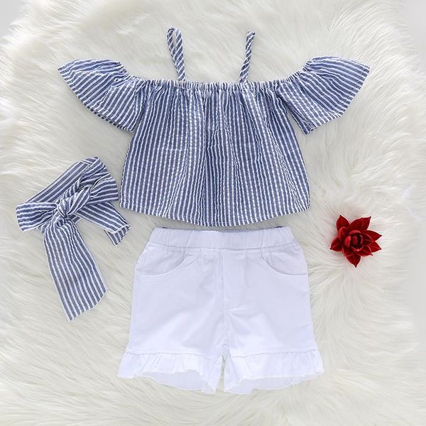 

menoea girl suit 2021 summer est sweet style bowknot striped and shorts outfits 2pcs simplicity casual outfit clothing sets, White