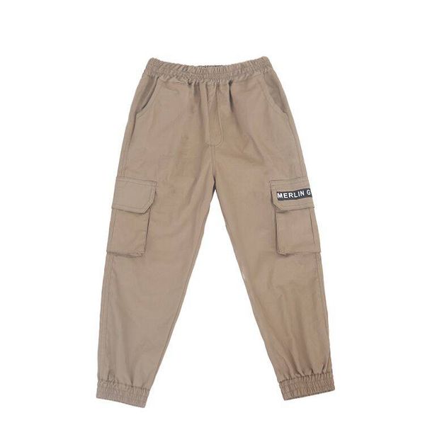 

INS hot boys pants 3-13 years old pocket Summer print letter cargo pants childrens Fashion overalls cotton trousers boys gift, Black
