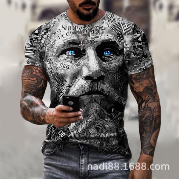 

men's t-shirts vintage warrior avatar print oversize men t-shirt short sleeve o-neck fashion streetwear t shirt 2021 summer casual, White;black