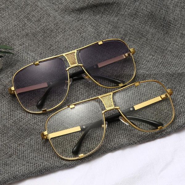 

fashion metal gradient square frame men's sunglasses brand design driving vintage sun glasses, White;black
