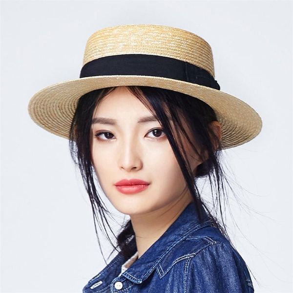 

stingy brim hats 2021 100% wheat straw summer sun hat for women flat prok pie wide boater beach fedora sunbonnet, Blue;gray
