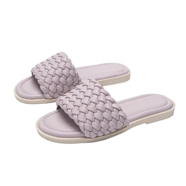 

sandals solid color slippers for kids girls 2021 summer weave fashion children non-slip beach shoes casual soft soles flip-flops, Black;red