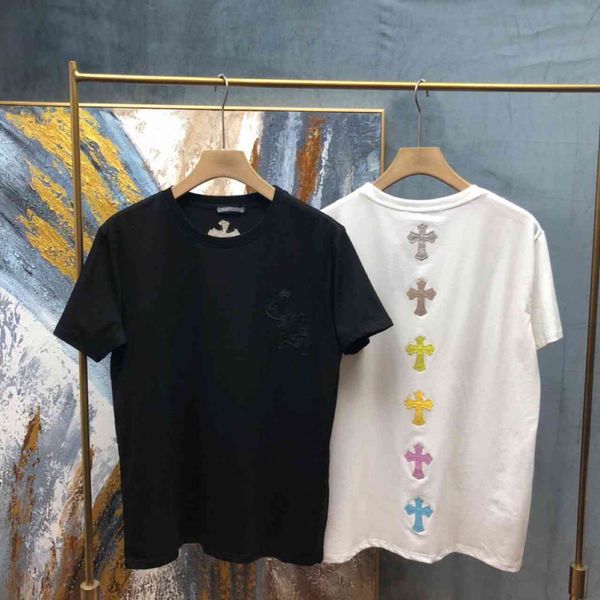 

t shirt ch cro cross sanskrit print short sleeve men's round neck fashion brand summer, White;black